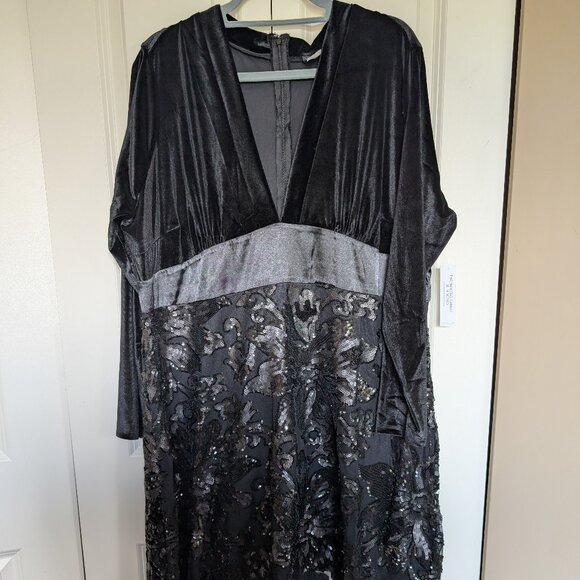 VENUS Black Sequin Lace High-Low Dress SIZE 24 - Picture 2 of 5